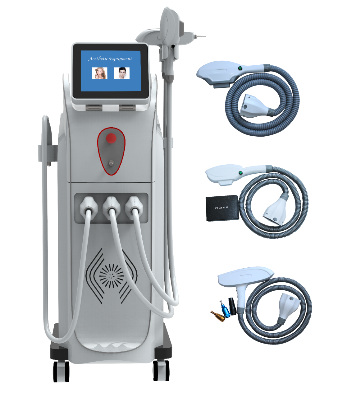 M&aacute;quina de eliminaci&oacute;n de tatuajes con l&aacute;ser, rejuvenecimiento de la piel, depilaci&oacute;n l&aacute;ser IPL SHR YAG 3 en 1